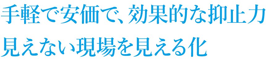 手軽で安価で、効果的な抑止力　見えない現場を見える化